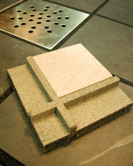 Systeem Codaflex met rubberen mat waar de tegels in liggen